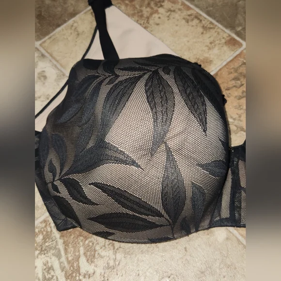 CACIQUE Elegant Black Floral Women's Bra Underwire Size 44F. - Picture 6 of 8
